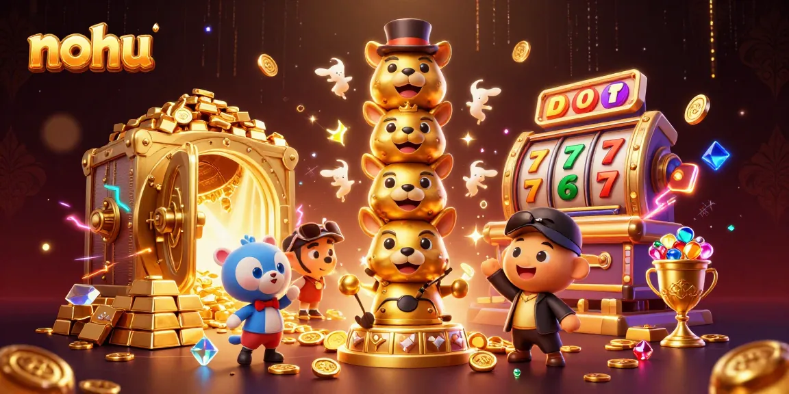 Experience thrilling jackpots with nohu in a vibrant 3D casino illustration showcasing excitement and treasures.