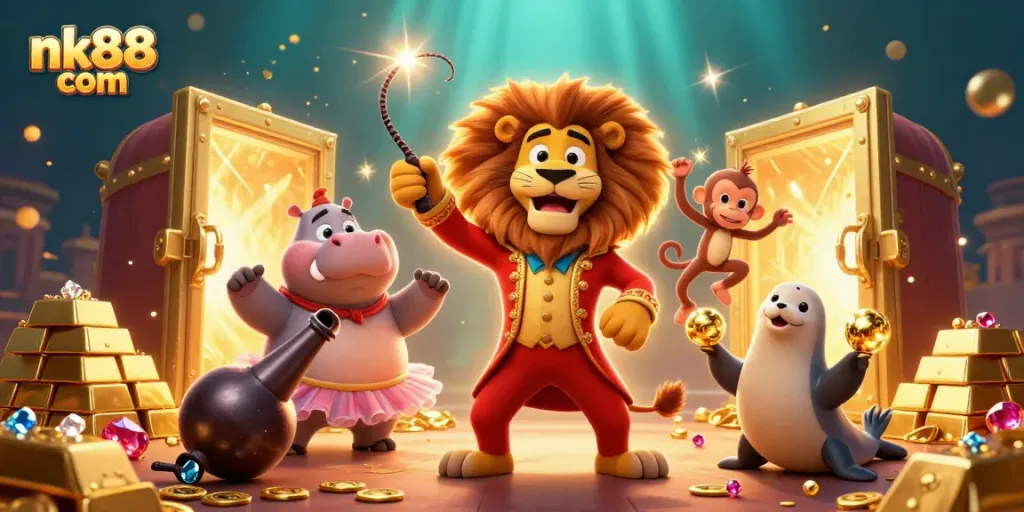 Experience thrilling fun at nk88 com with our lively circus-themed casino scene, bursting with rich visuals