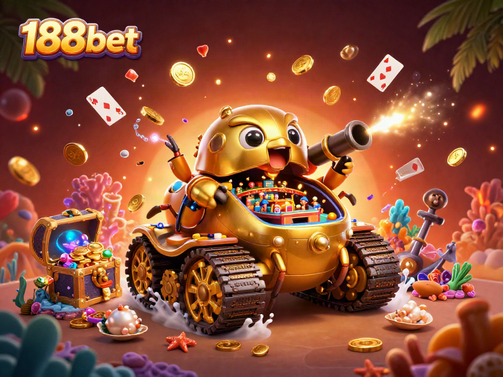Participate in thrilling games at 188bet with an epic casino adventure inside a golden beetle tank.