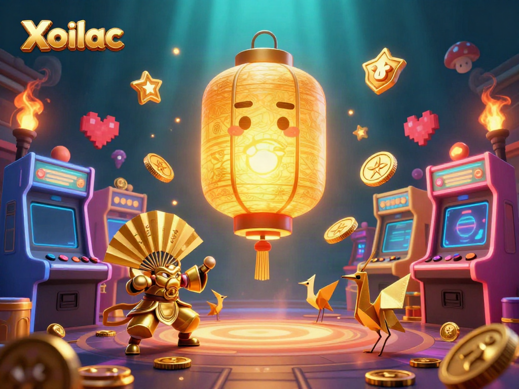 Xoilac delivers thrilling casino action with vibrant characters and colorful game elements in this dynamic scene.
