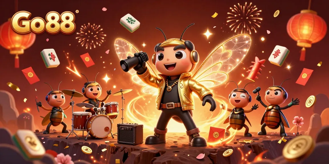 Experience the excitement of Go 88 with vibrant casino-themed 3D characters and elements.