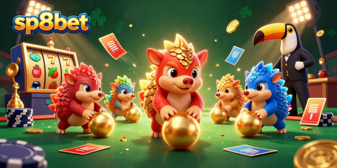 Experience thrilling gameplay with sp8bet’s vibrant 3D cartoon pangolins in an exciting casino atmosphere.