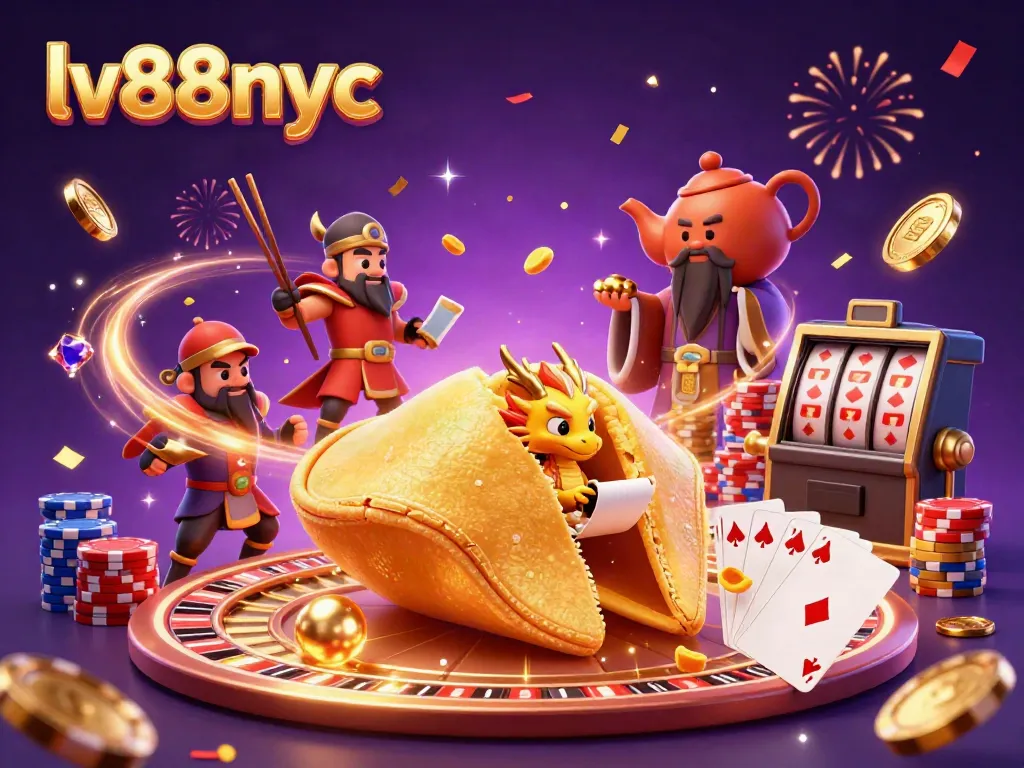Experience thrilling rewards at lv88nyc with a vibrant 3D casino scene featuring dynamic gaming elements.