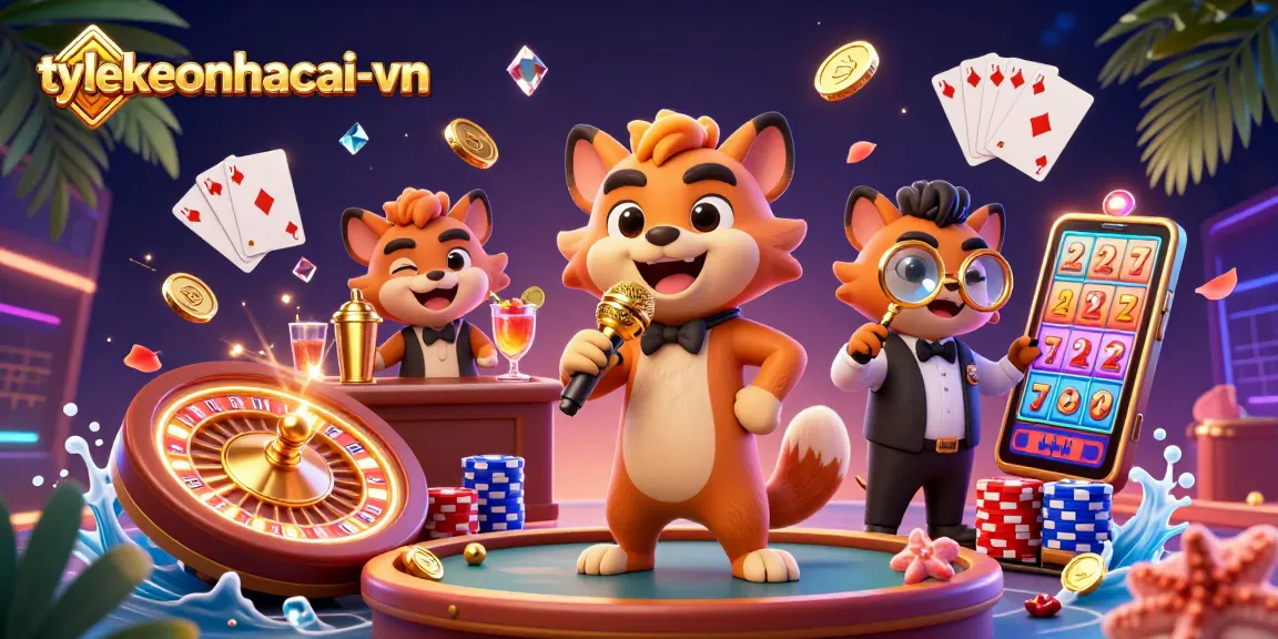 Engage with tylekeonhacai-vn in this vibrant casino scene featuring hyenas in action.