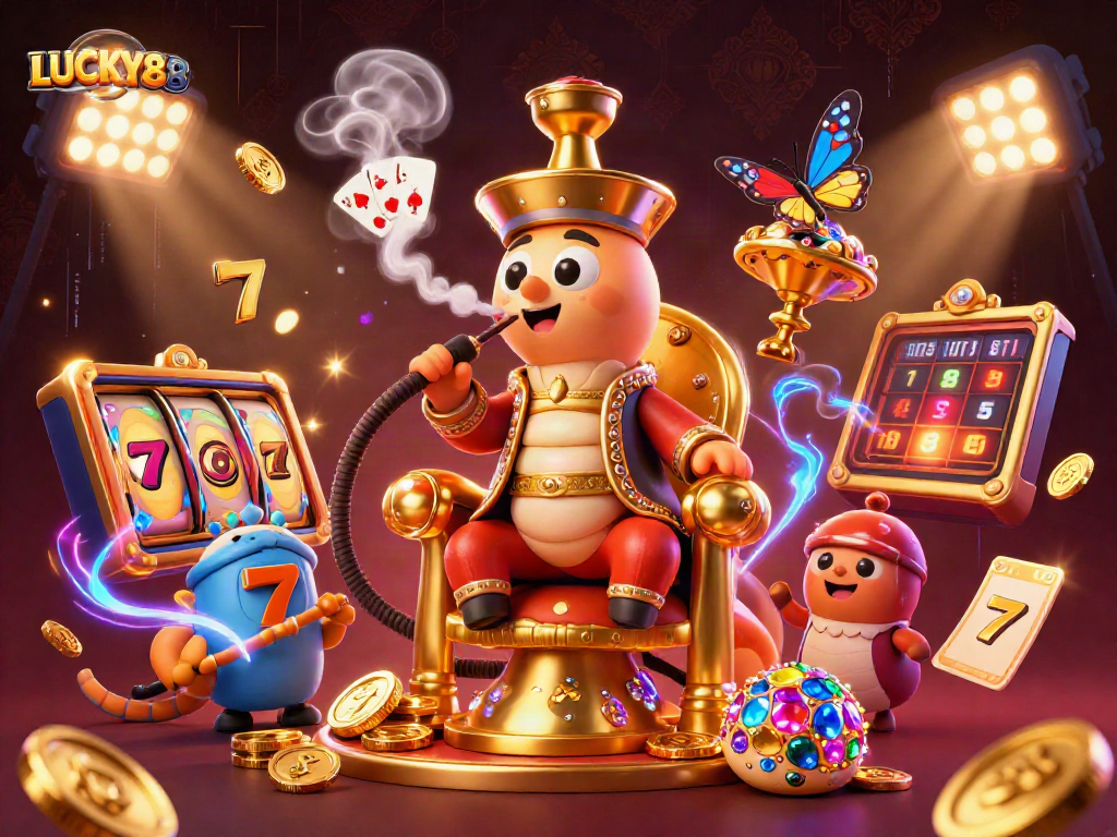 Experience thrilling gameplay with LUCKY88's vibrant slot scene featuring dynamic characters and golden symbols.
