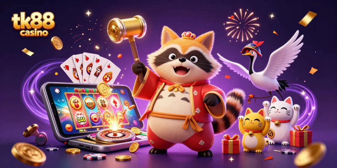 Engage with the vibrant tk88 casino experience, where luck meets excitement in this magical betting illustration.