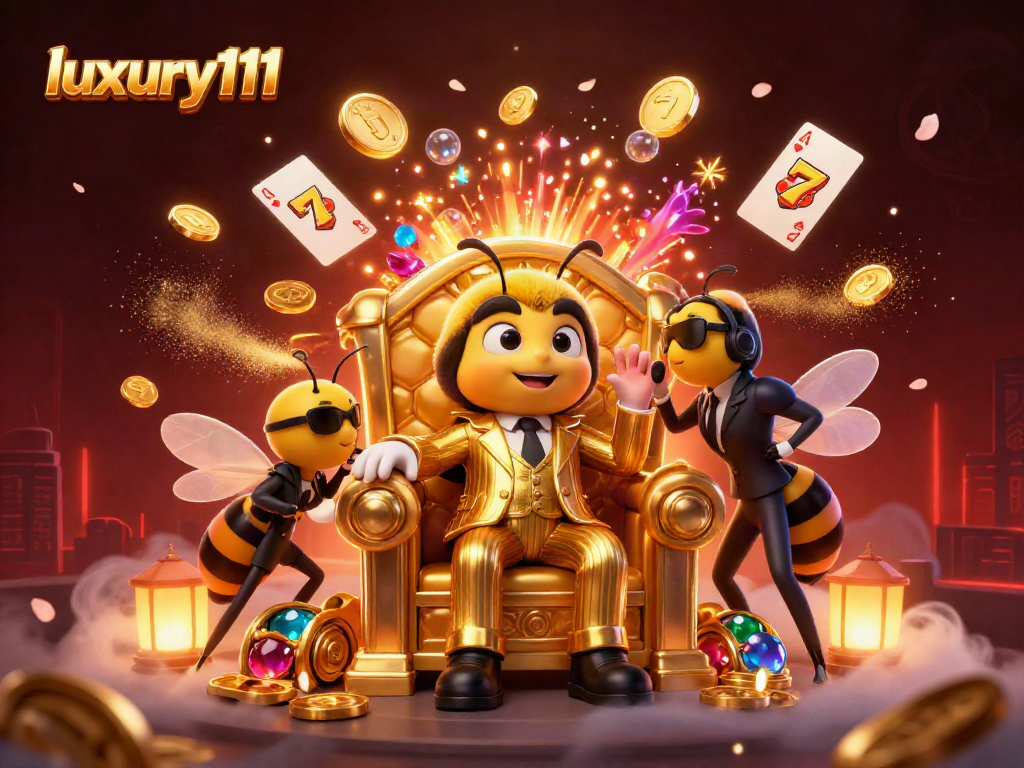 Join the luxury111 casino adventure with a quirky bumblebee mob boss in an elaborate 3D illustration.