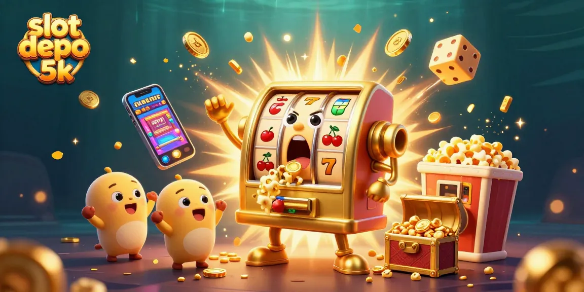 Experience the excitement of slot depo 5k as cartoon slot machines celebrate massive jackpots!