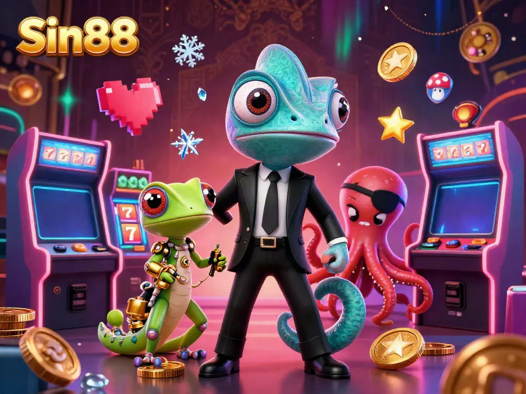 Experience the thrill of gambling at Sin88 with 3D casino characters and vibrant gaming elements.