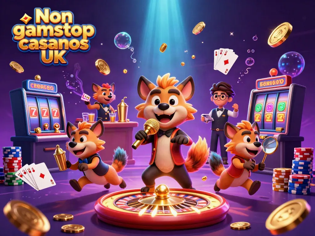 Experience the excitement of Non gamstop casinos UK with hyenas entertaining in a vibrant comedy casino scene.