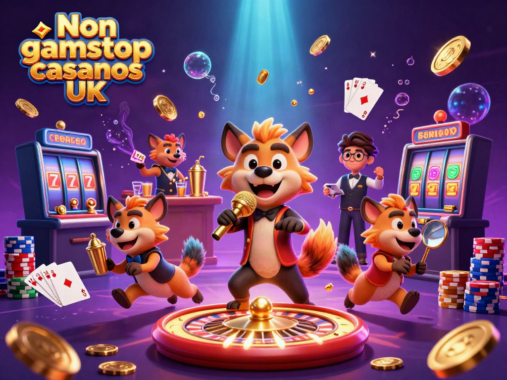 Experience the excitement of Non gamstop casinos UK with hyenas entertaining in a vibrant comedy casino scene.