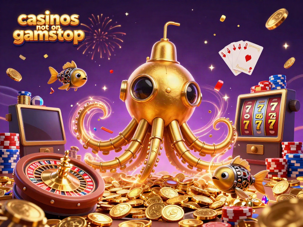 Cascade golden coins and jackpot reels at casinos not on gamstop with a golden kraken submarine.