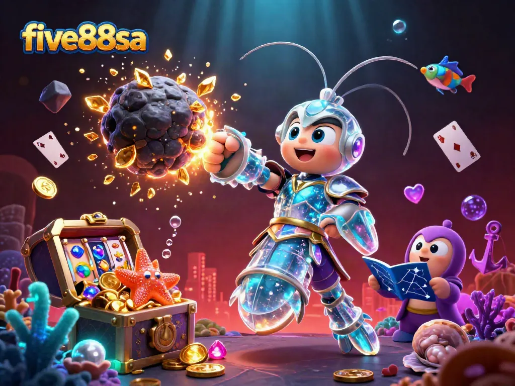 five88sa galaxy-themed online casino illustration with vibrant characters and dynamic game elements.