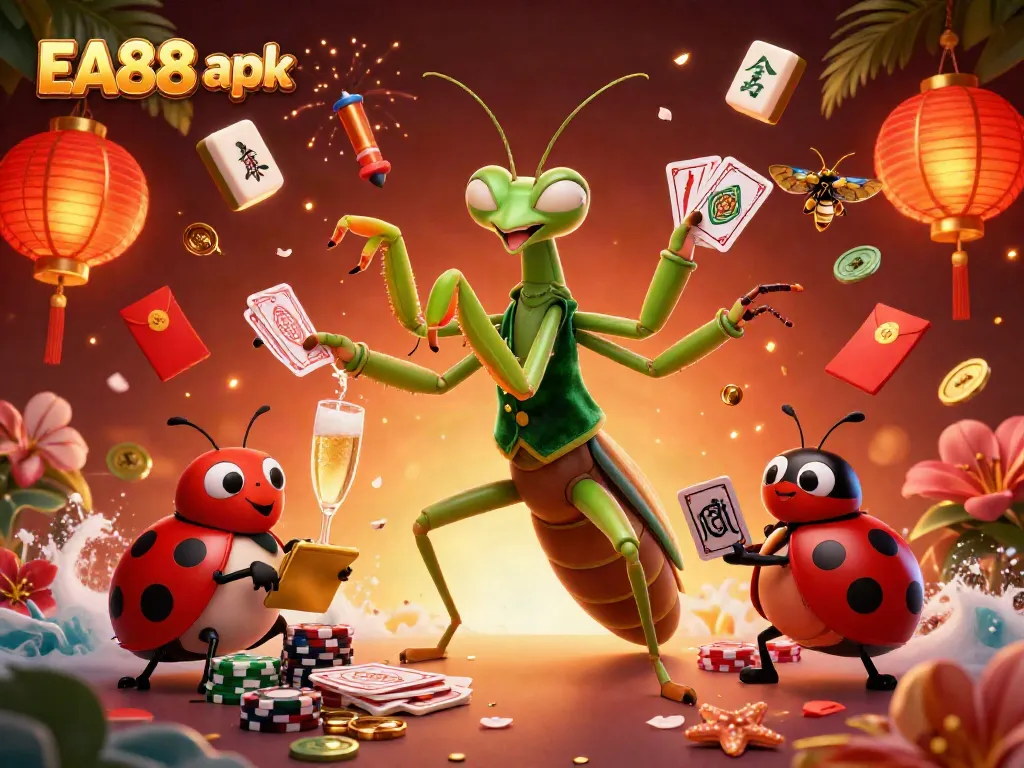 Engage in thrilling gaming with EA88 apk, featuring lively 3D characters and vibrant casino elements.