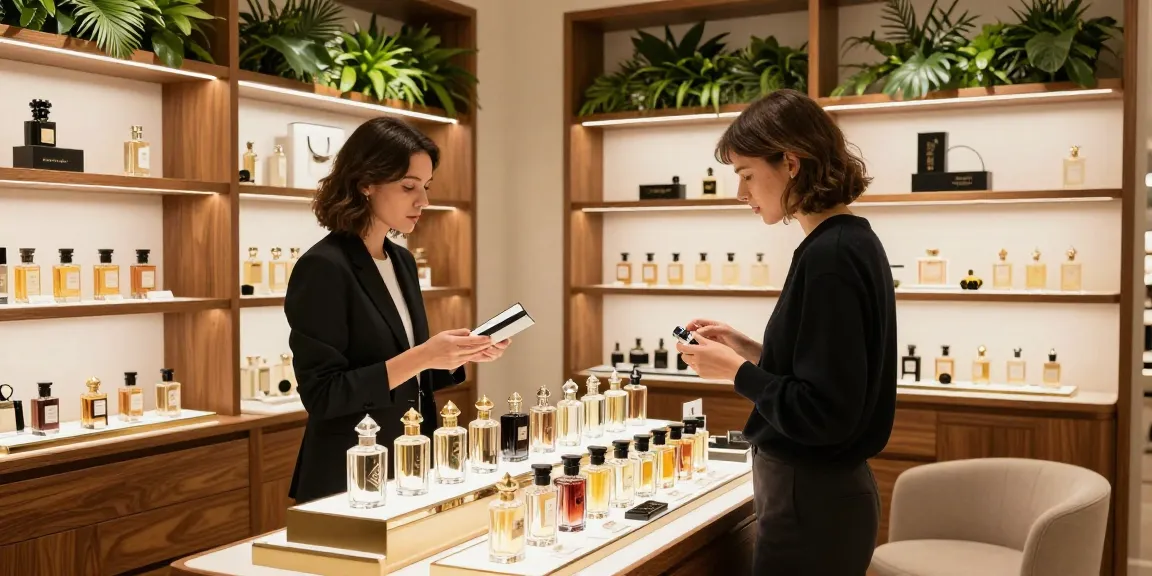 Shopping for Parfums de Marly luxury fragrances in an elegant store