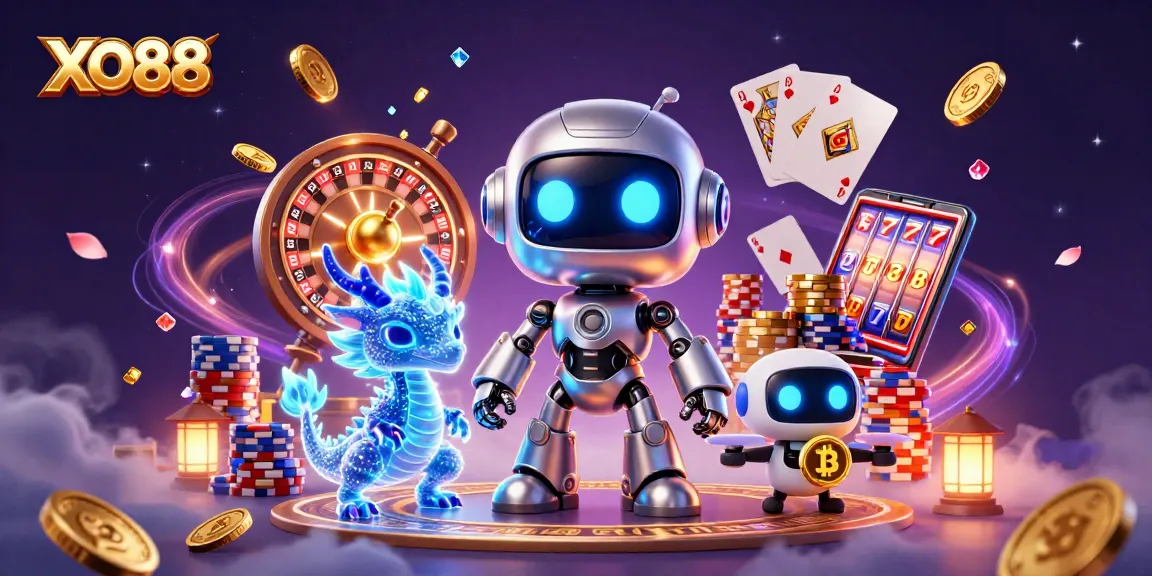 Engage with thrilling action at XO88 through vibrant online casino adventure featuring robots and crypto elements.