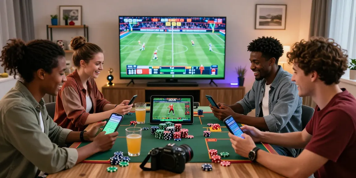 LUCK8 online betting group enjoying live sports events together in a vibrant setting.