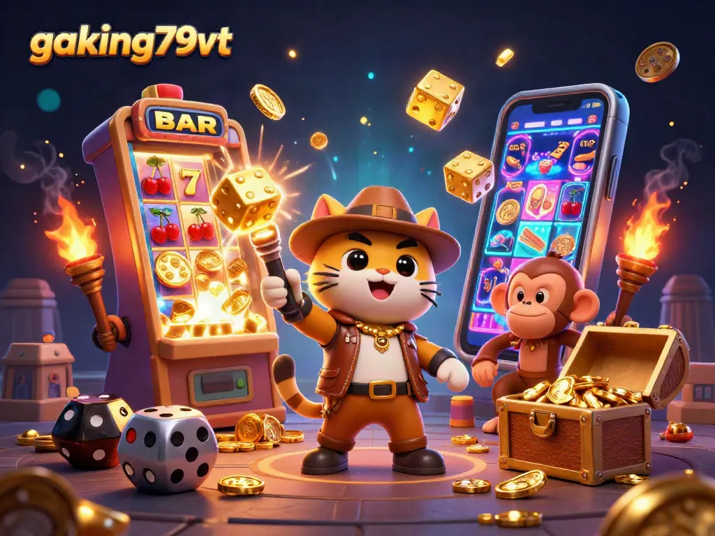 Experience thrilling moments with gaking79vt as the explorer cat discovers golden casino treasures.