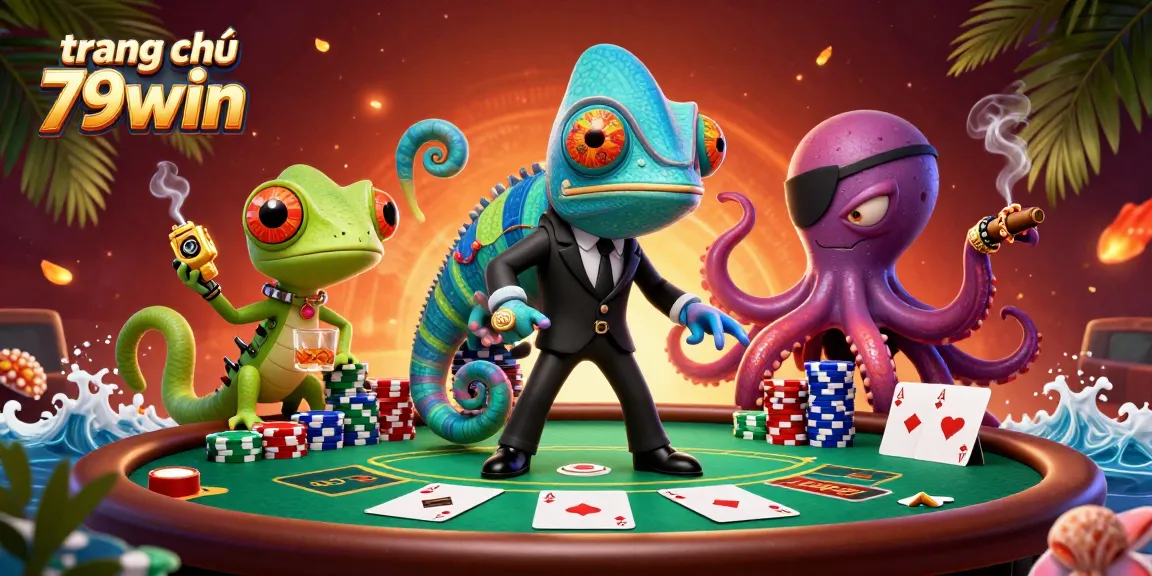Engage in thrilling gameplay at trang chủ 79win's vibrant poker scene featuring colorful chips and cards.