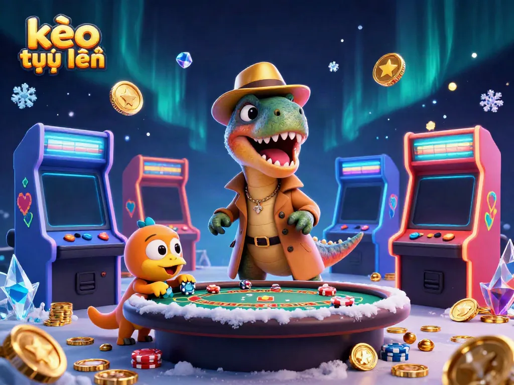 Experience kèo trực tuyến as a velociraptor card counter navigates a busy casino table.