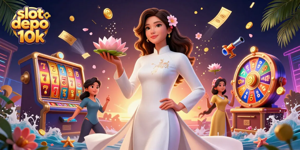 Experience the excitement of slot depo 10k with colorful themed elements and a stunning Asian character.