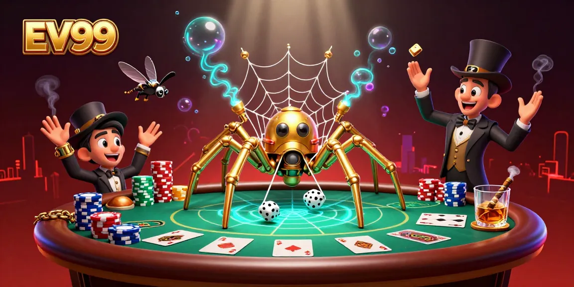 Experience exciting gameplay with EV99 in a vibrant casino scene featuring poker and steampunk elements.