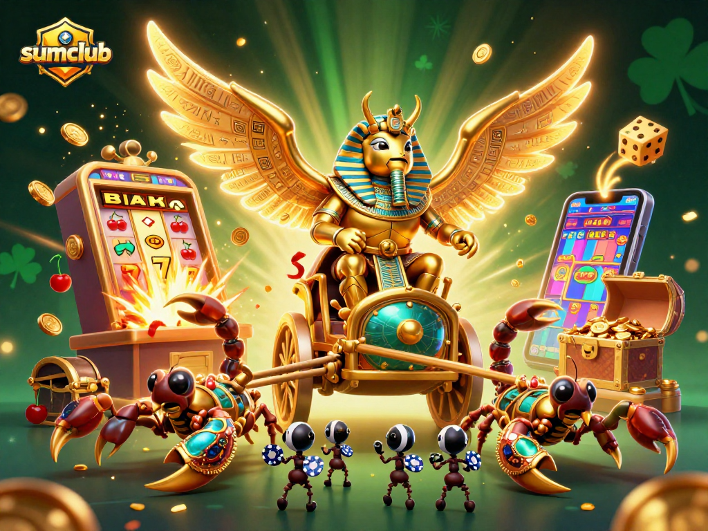 Experience slot jackpots at sumclub with vibrant casino characters and gaming elements.
