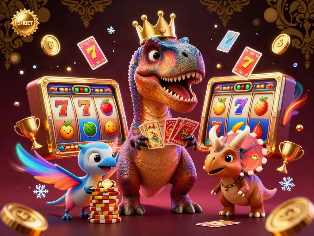 Experience thrilling SHBET adventures with a friendly T-Rex and dynamic casino elements for ultimate fun.