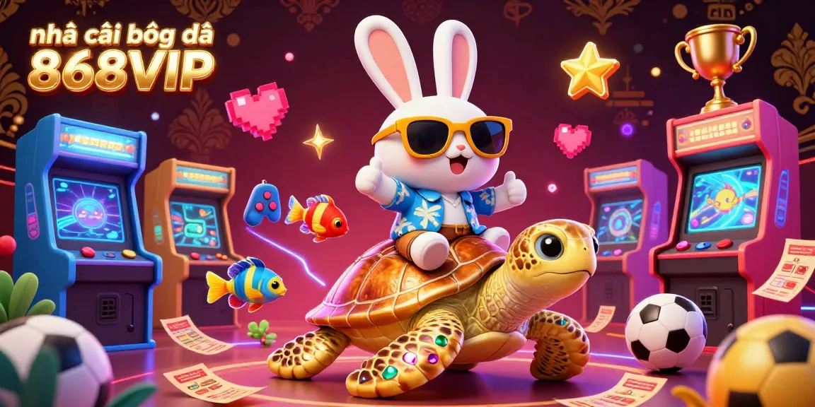 Engage in betting action with nhà cái bóng đá 868VIP, featuring a lucky rabbit and golden sea turtle.