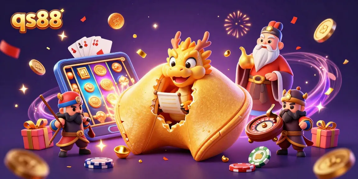 Experience exciting gameplay at qs88 with a golden fortune cookie theme, celebrating big wins.