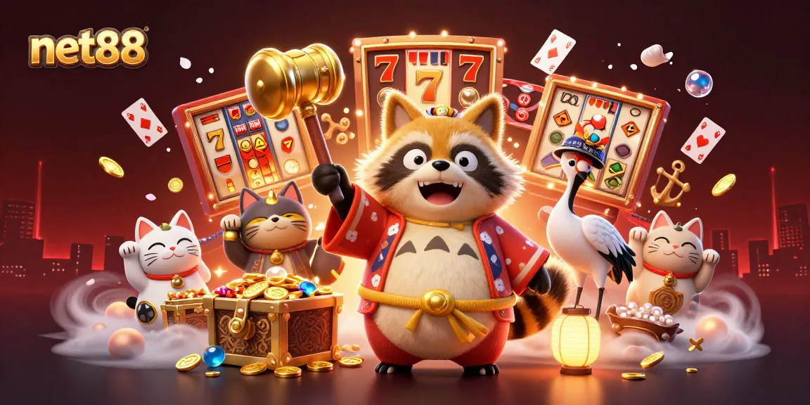 Engage with net88's vibrant casino adventure featuring lucky symbols and cheerful characters.