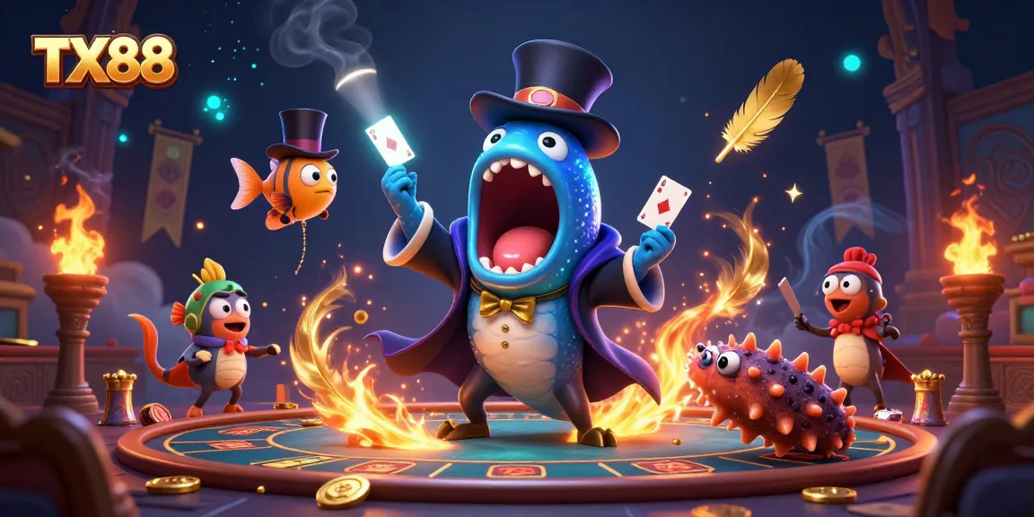 Experience thrilling gambling action with TX88 in a vibrant underwater casino magic act.