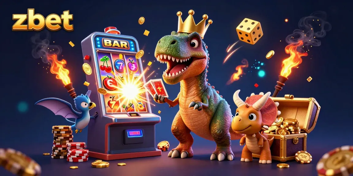 Engage in exciting casino game fun with zbet's vibrant, 3D digital illustration showcasing playful characters.