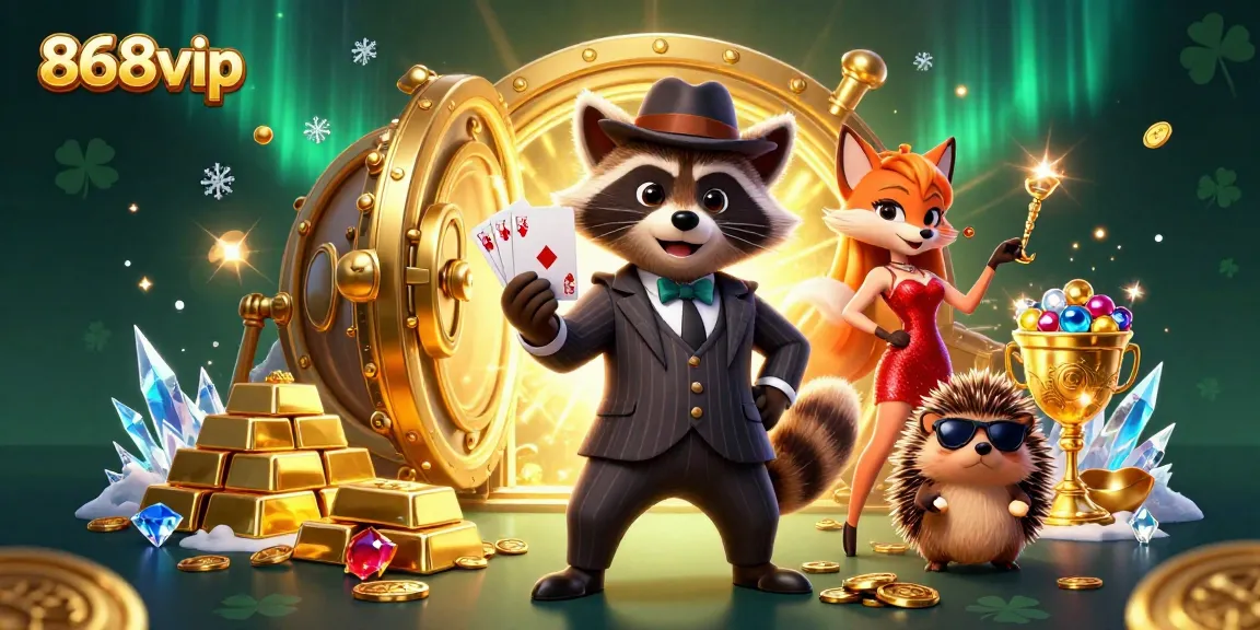 868vip players experience winning at an online casino, surrounded by treasures and vibrant slots