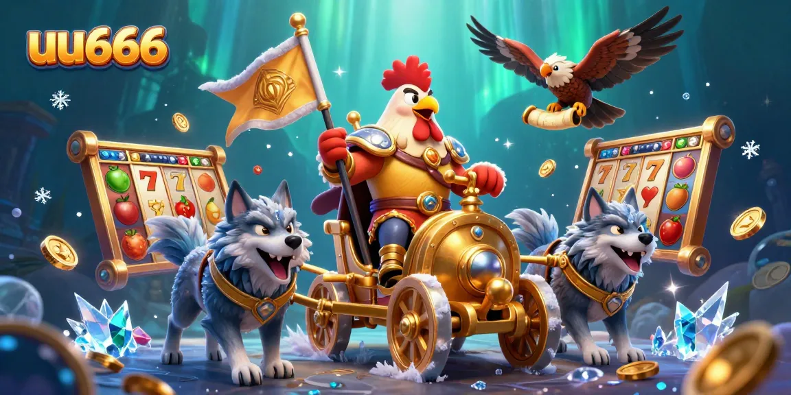 Engage in thrilling casino action with uu666 featuring a rooster warlord and slot elements.