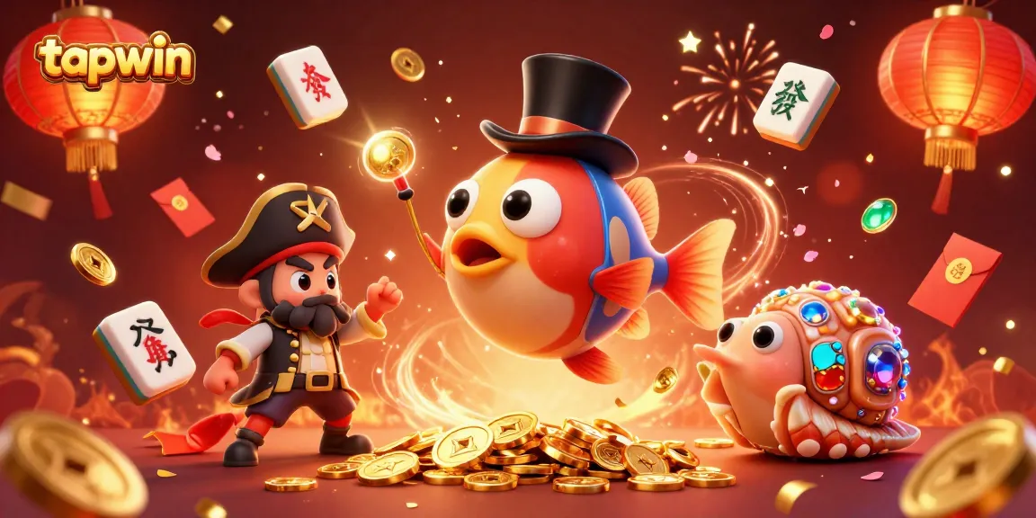 Experience thrilling gameplay at tapwin with a vibrant underwater scene, featuring unique characters and festive elements.