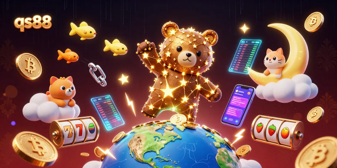 Engage in winning strategies at qs88 with vibrant 3D casino elements and a starry casino bear experience.