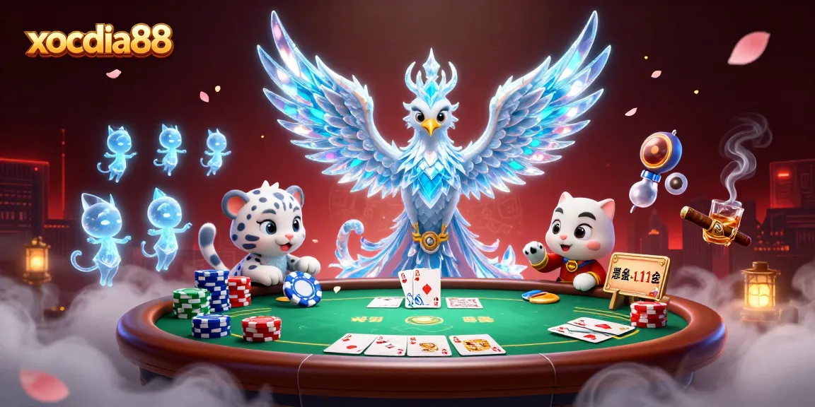 Engage with dynamic xocdia88 gaming moments featuring an ice phoenix and poker elements.