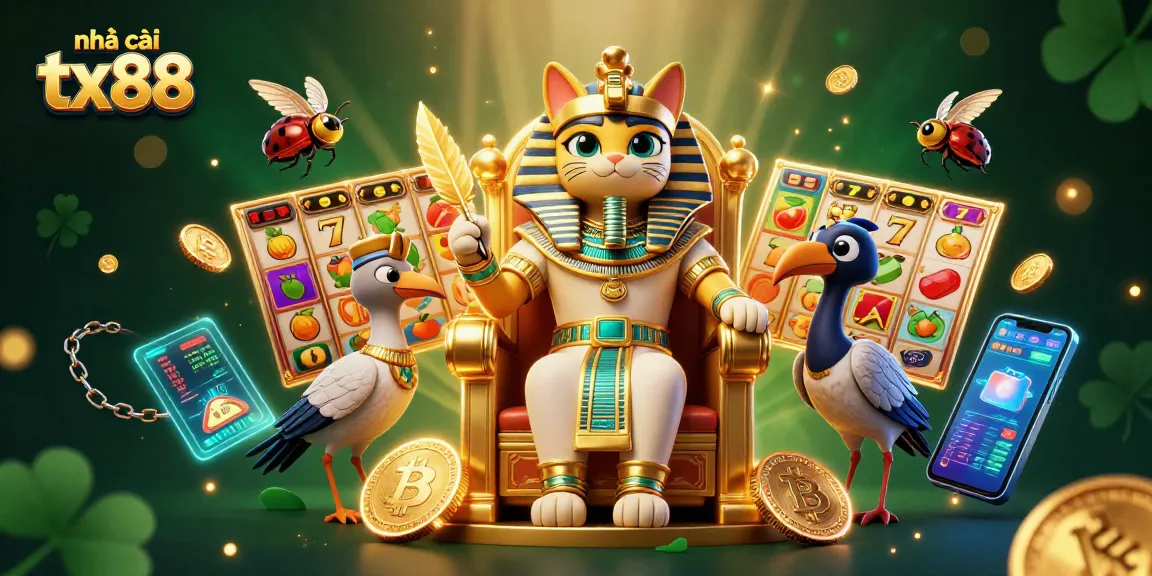 Experience exciting wins at nhà cái tx88 with vibrant slot reels and dazzling golden treasures.