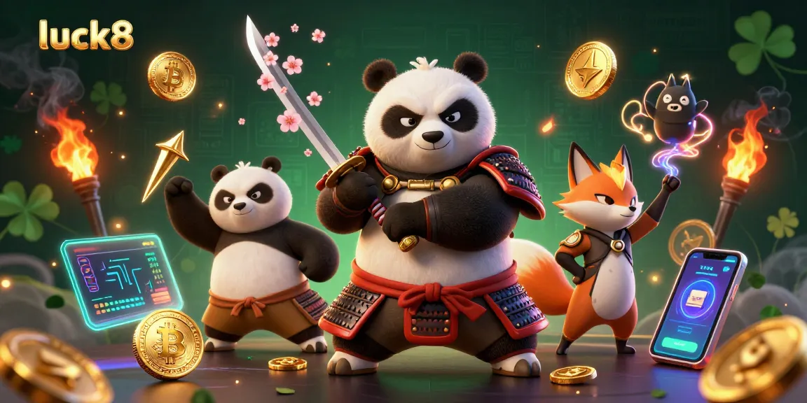 Experience luck8's thrilling adventure with vibrant characters and engaging crypto elements.