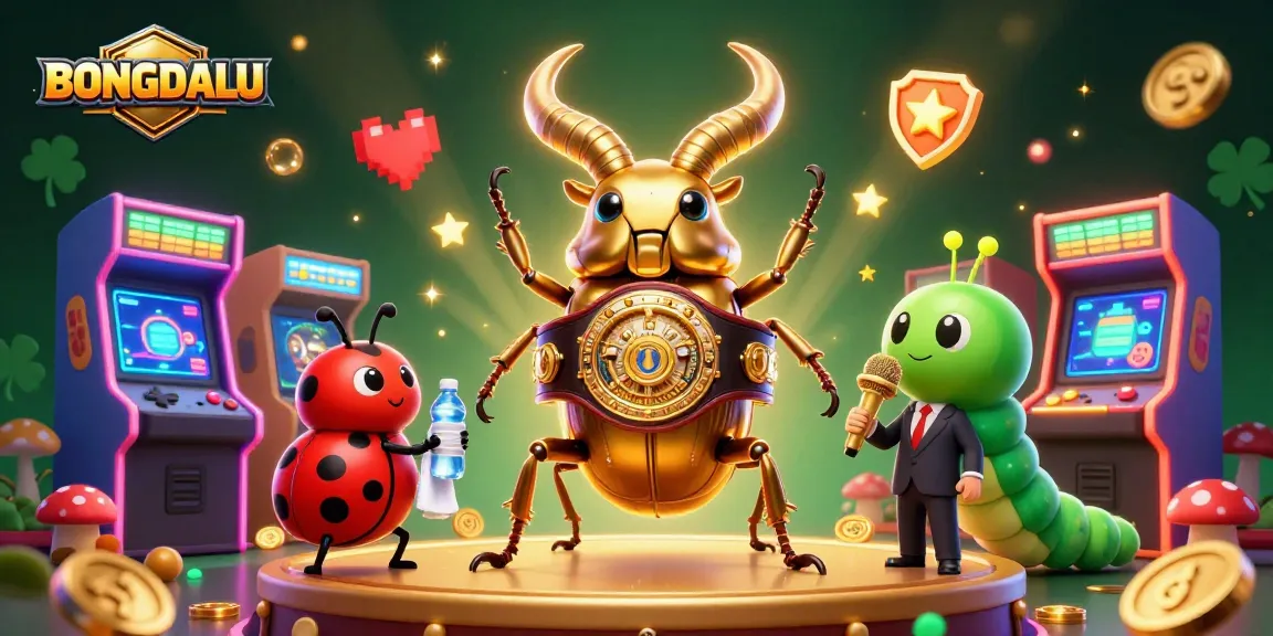 BONGDALU showcases an epic boxing match between a giant golden stag beetle and a ladybug, with dynamic casino gaming elements.