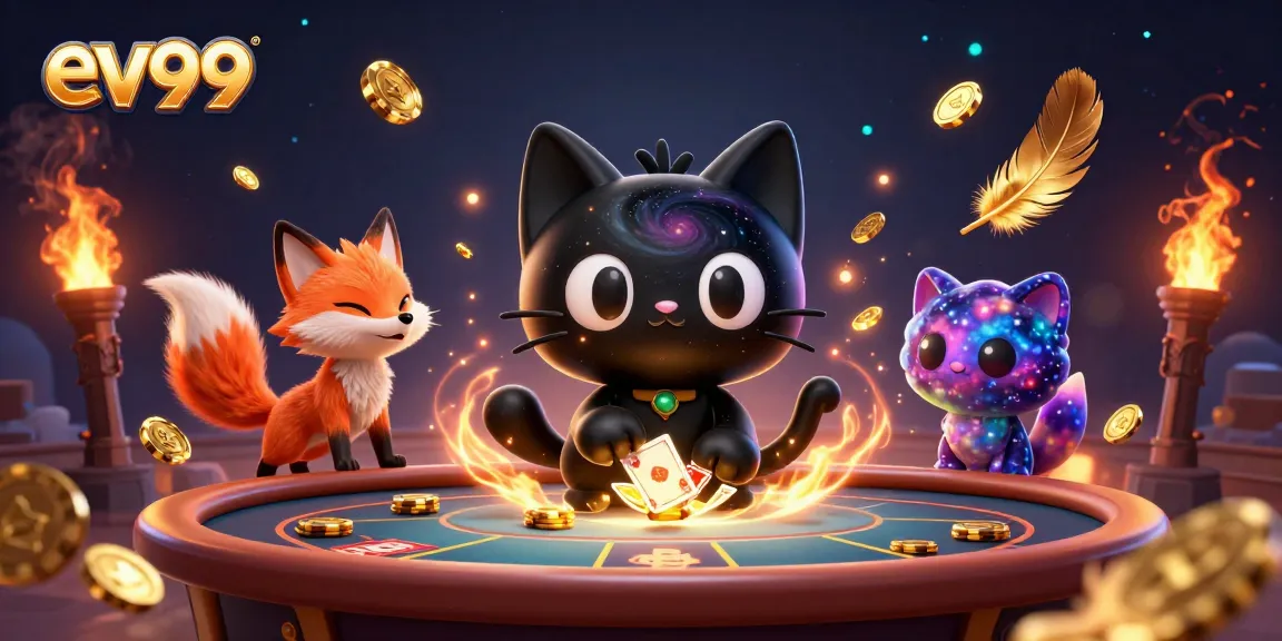Spin and win at ev99, where a cosmic cat and nebula fox bring casino fun to life!