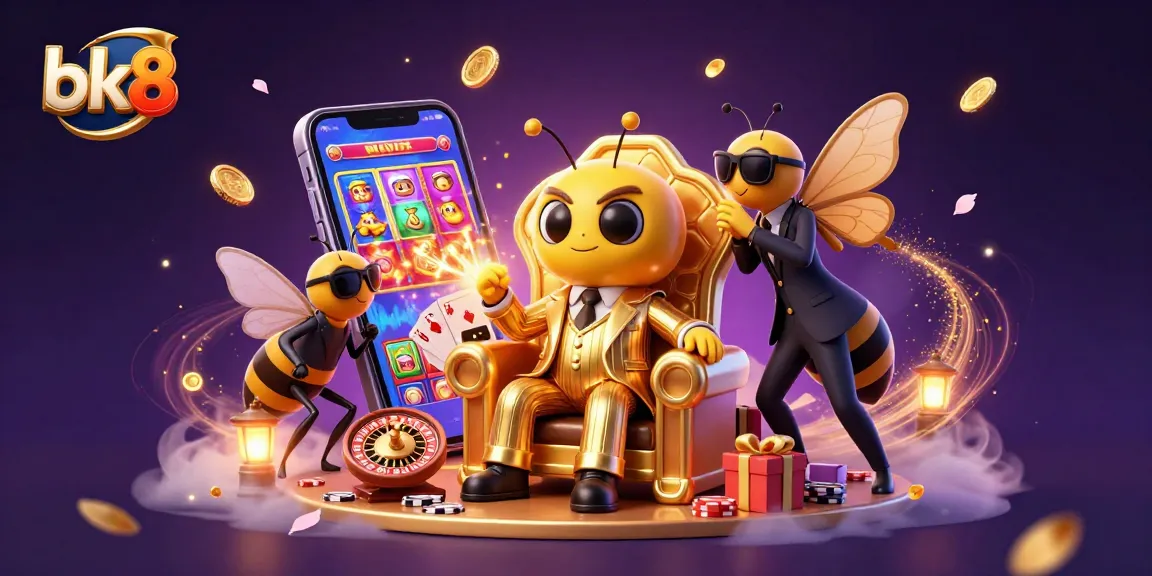 Engage with bk8's thrilling gaming excitement, featuring a dynamic cartoon scene of a mob boss in a casino.