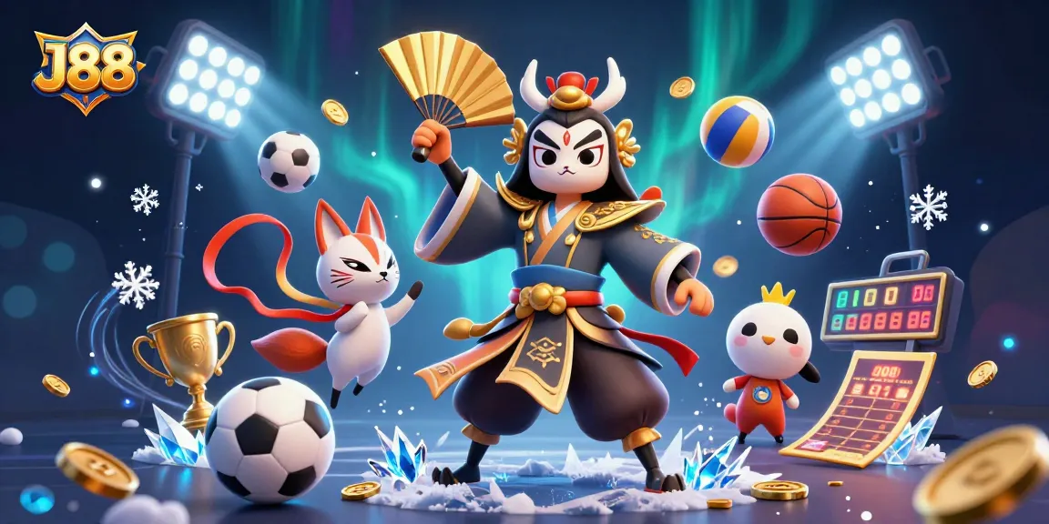 Experience J88's thrilling betting universe with vibrant characters and dynamic sports elements.