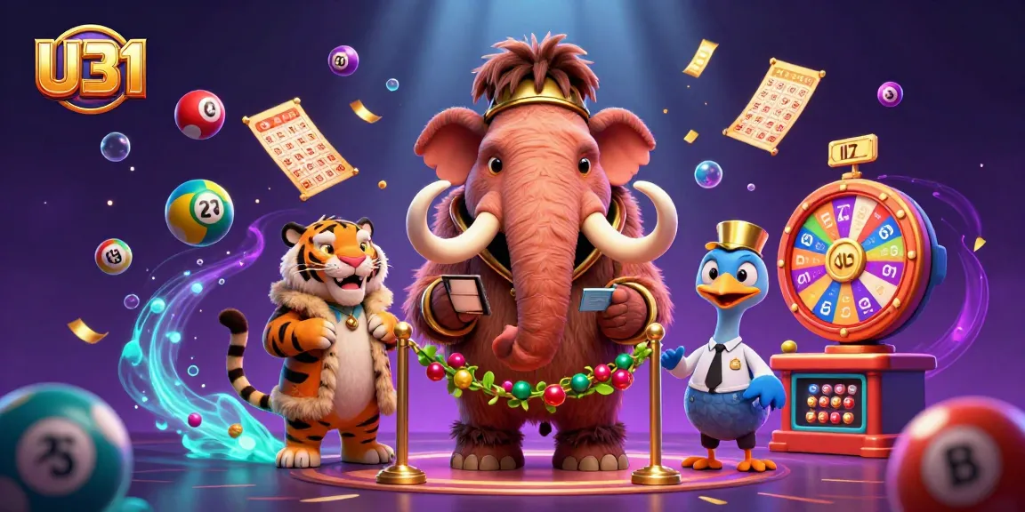 Join the U31 casino adventure with a vibrant scene of digital characters like a mammoth bouncer and VIP guests.