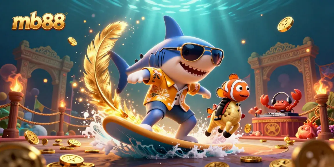 Experience thrilling gaming at mb88 with a vibrant underwater scene featuring cartoon characters and casino elements.